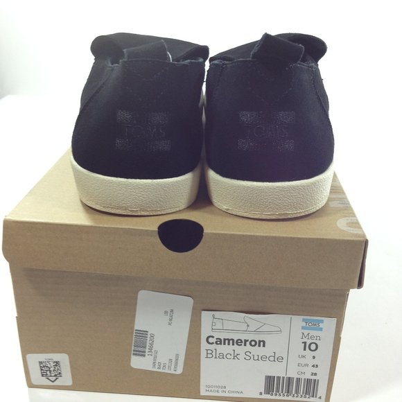 Toms 10 Mens Black Suede Loafers Slip On Shoes